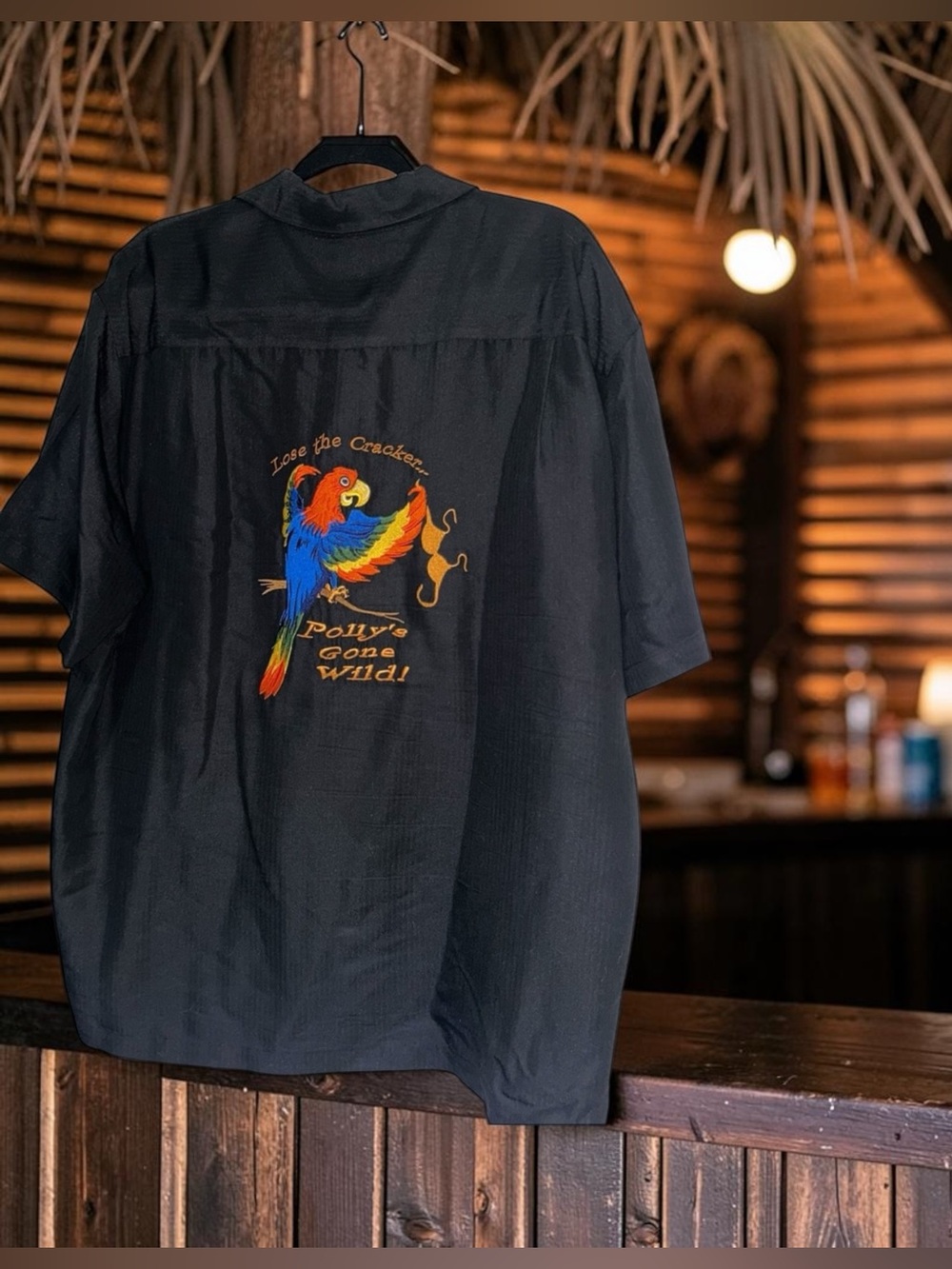 Caribbean Embroidered Short Sleeve "Lose the Cracker Polly's Gone Wild Shirt" XL